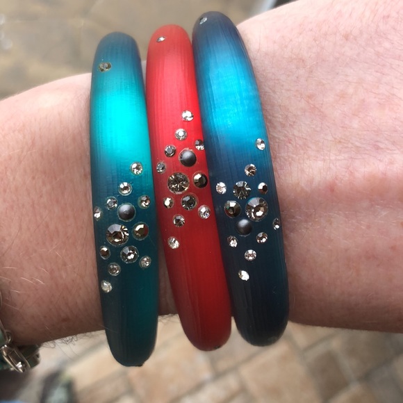 Alexis Bittar bangle bracelet’s x 3 with crystals - Picture 4 of 7